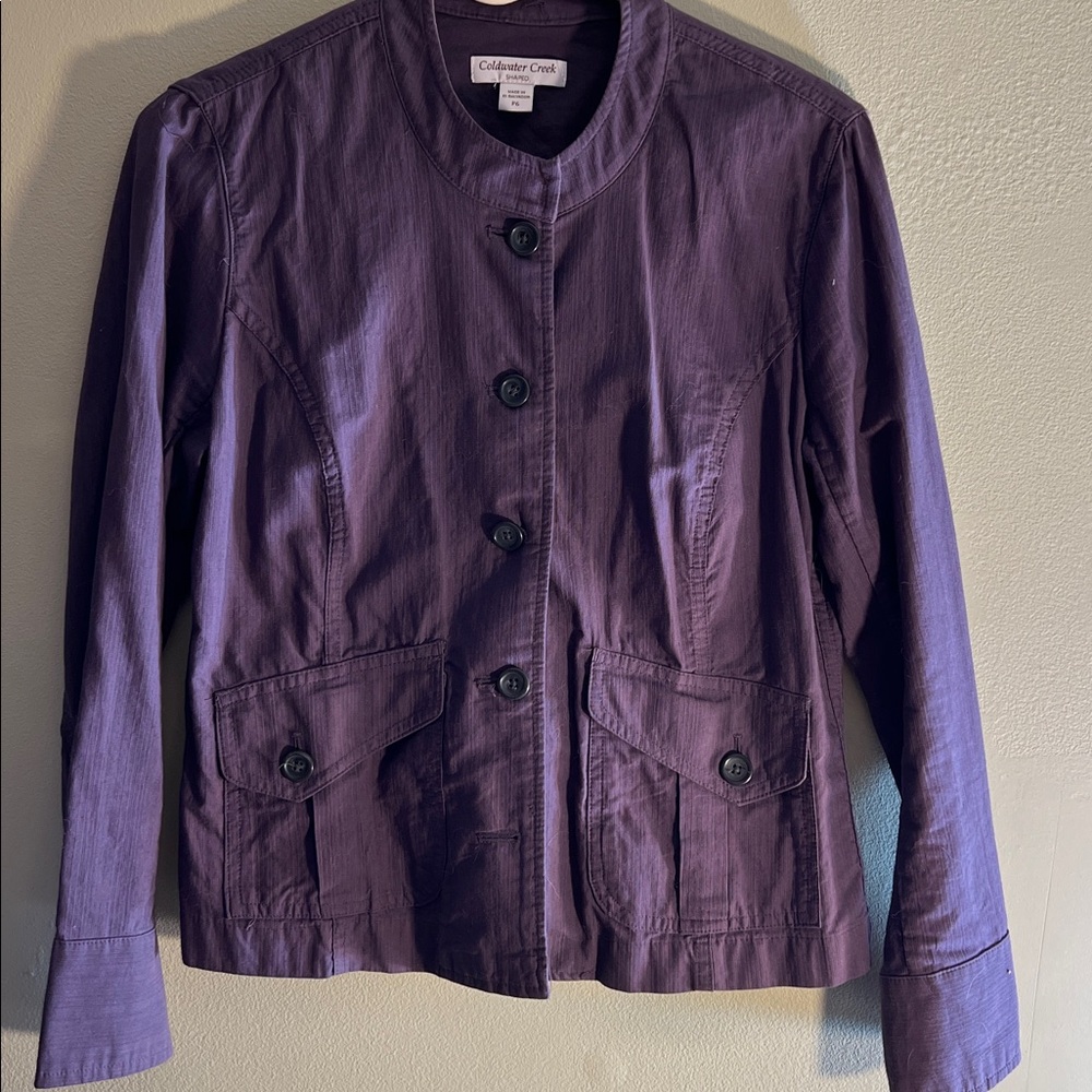 Vintage Coldwater Creek Shaped Button Up Jacket Women's Size 6P Purple